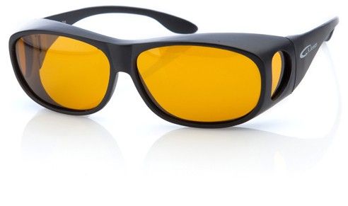 Solglasögon, sun-cover/fit-over, (gula och koppar). A Jensen Flyfishing