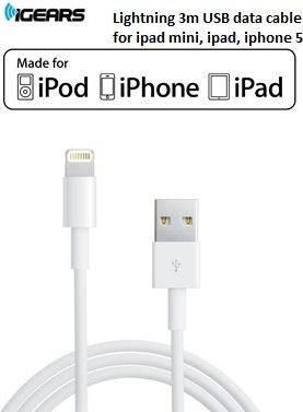 Lightning-USB-datakabel för iPhone och iPad - 5/6/7/8/x/11/12/13- 3 m
