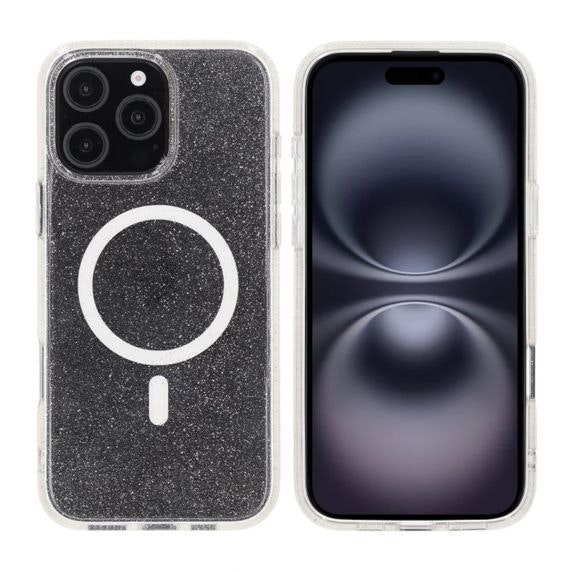 iPhone 16 Pro Max Rv Skal TPU med MagSafe - Glitter Vit