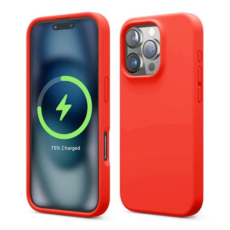 iPhone 16 Pro Mobilskal Silikon Magnet Rv - Röd