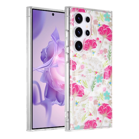Samsung Galaxy S24 Ultra Magnetskal – Blommor i Röd/Grön