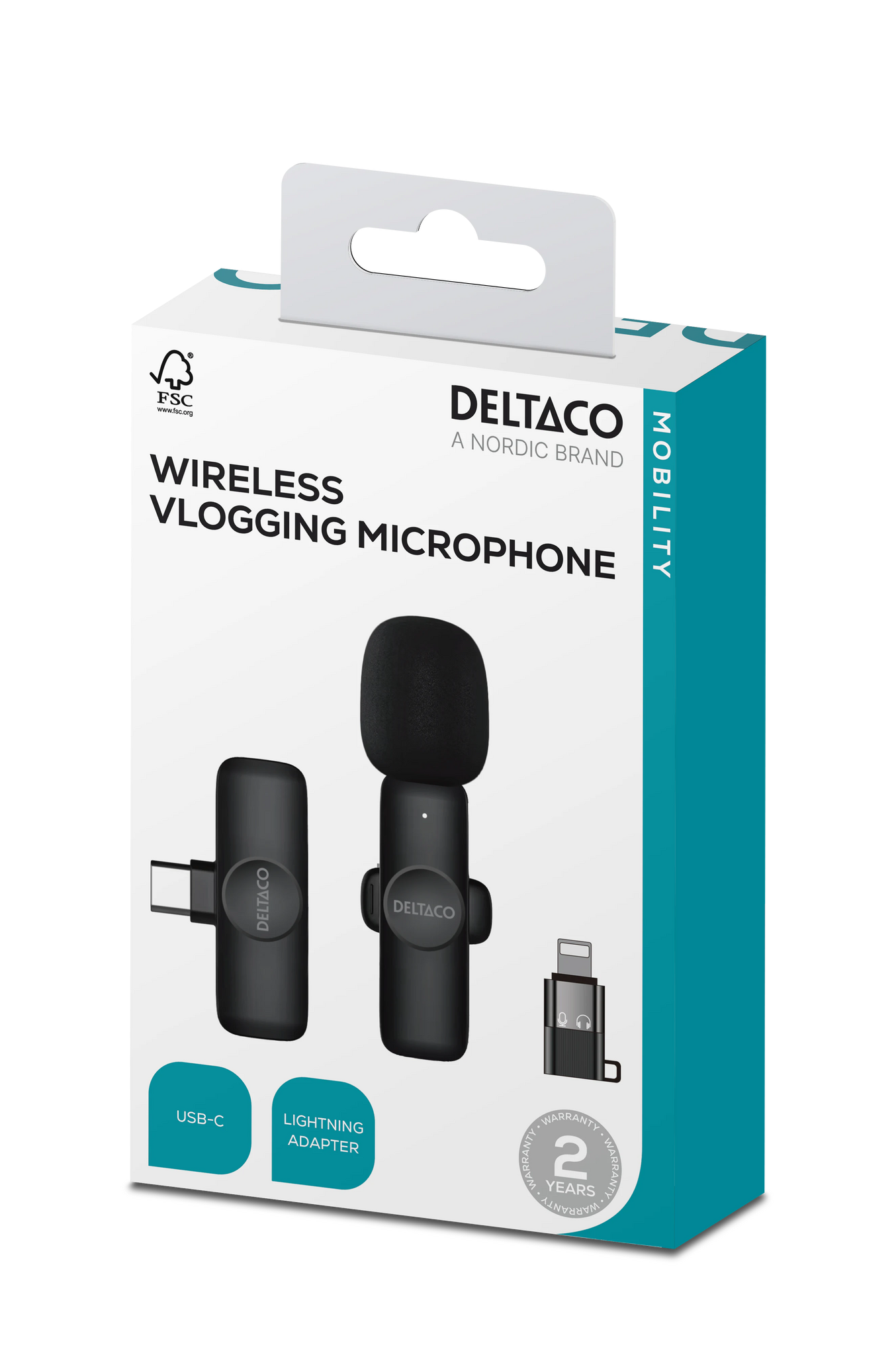 Deltaco Trådlös Vlog-mikrofon för iPhone & Samsung.-svart