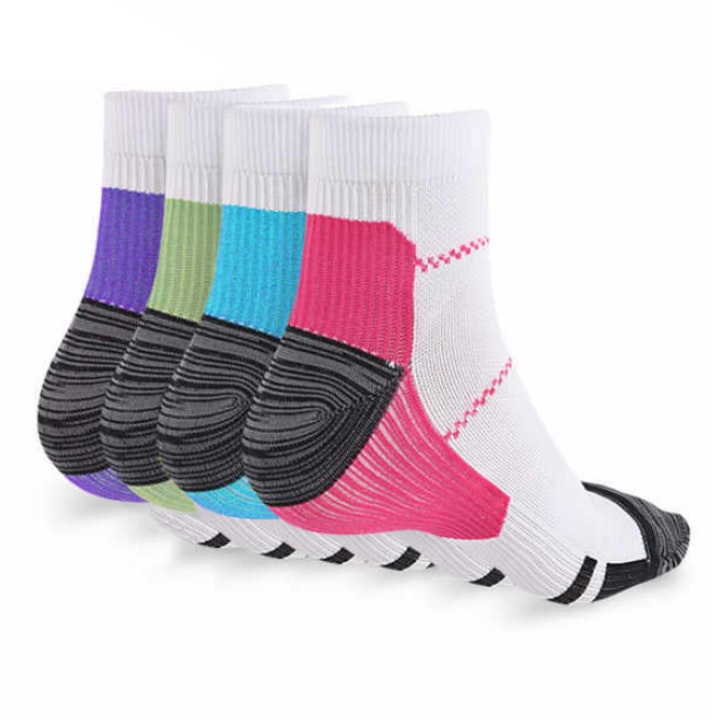 Nilkkasukat, nilkka- ja nilkkatuki, kompressiosukat, VALKOINEN-PINKKI