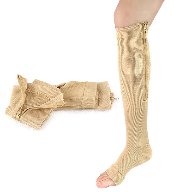 Tukisukat, avoin kärki, vetoketju, luokka 2, 23-32mmHg BEIGE
