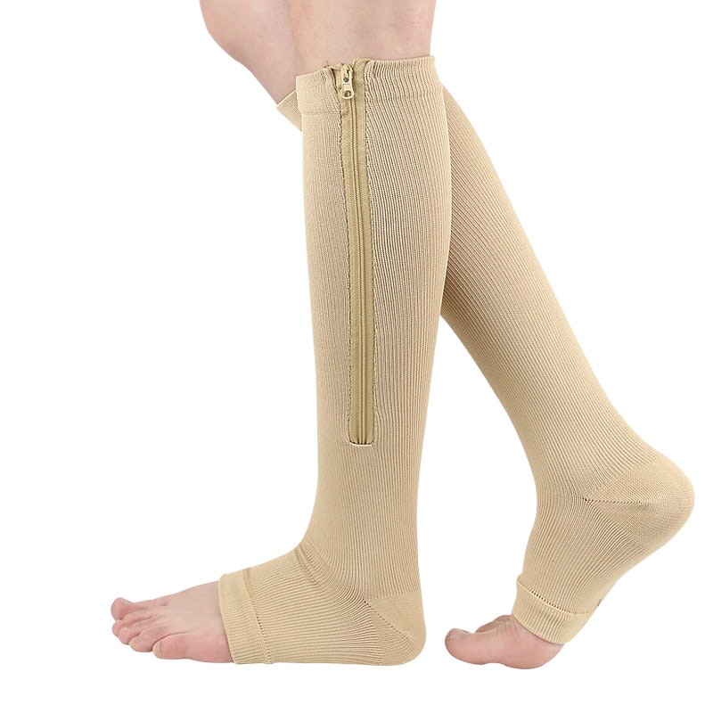Tukisukat, avoin kärki, vetoketju, luokka 2, 23-32mmHg BEIGE