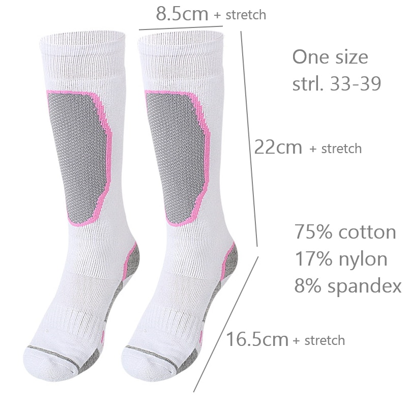 Sukat, lämpimät, NAISTEN KOKO, VALKOINEN/PINKKI