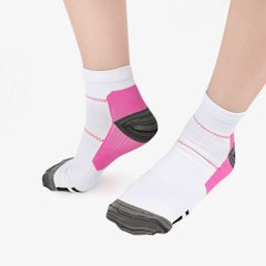 Nilkkasukat, nilkka- ja nilkkatuki, kompressiosukat, VALKOINEN-PINKKI