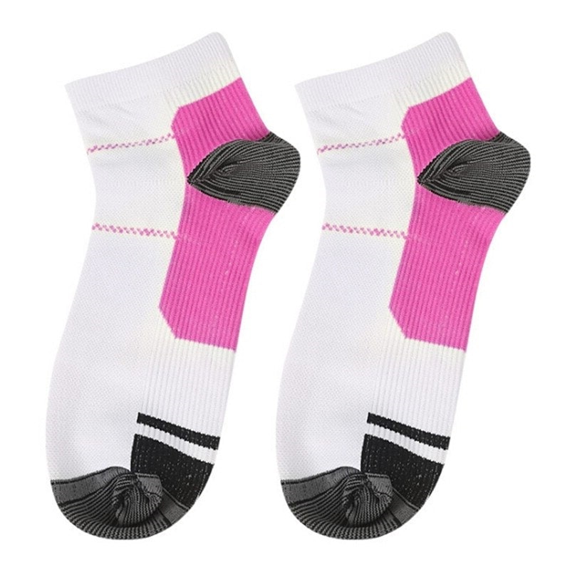 Nilkkasukat, nilkka- ja nilkkatuki, kompressiosukat, VALKOINEN-PINKKI
