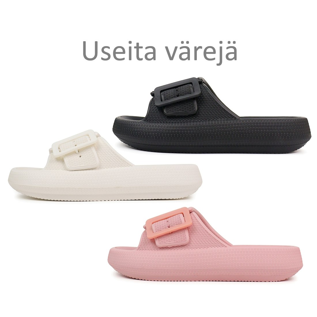 Premium säädettävät pehmeät tossut V2 yhdellä hihnalla MUSTA