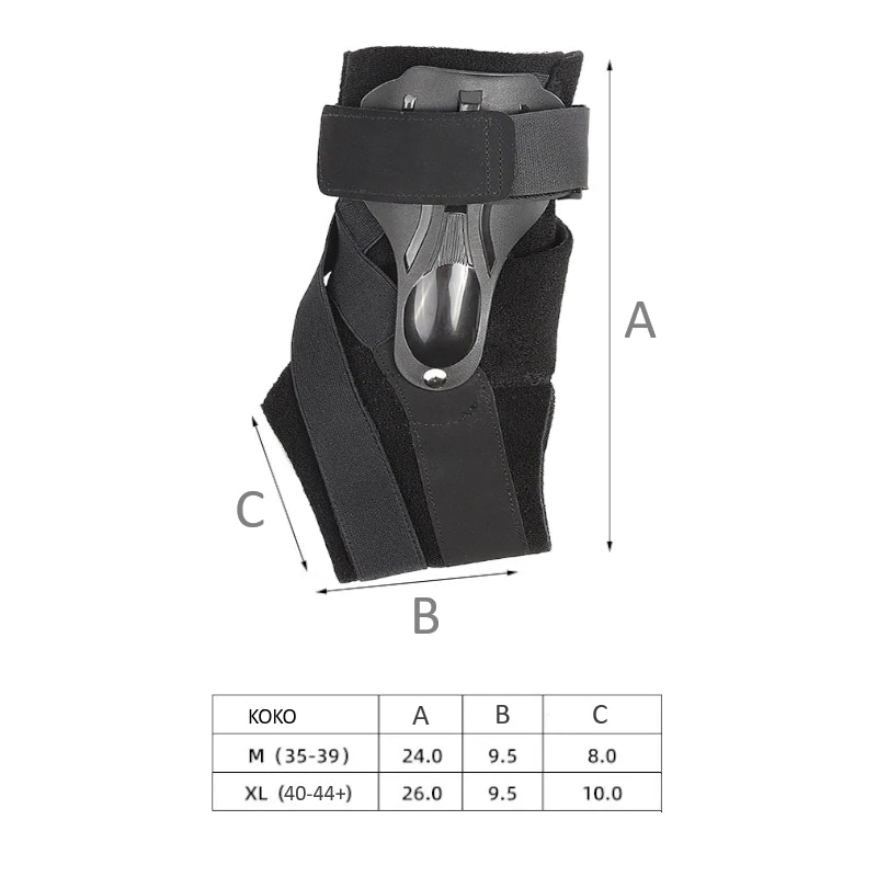 Nilkkasuoja vakauttava, ergonomiset kiskot, säädettävä