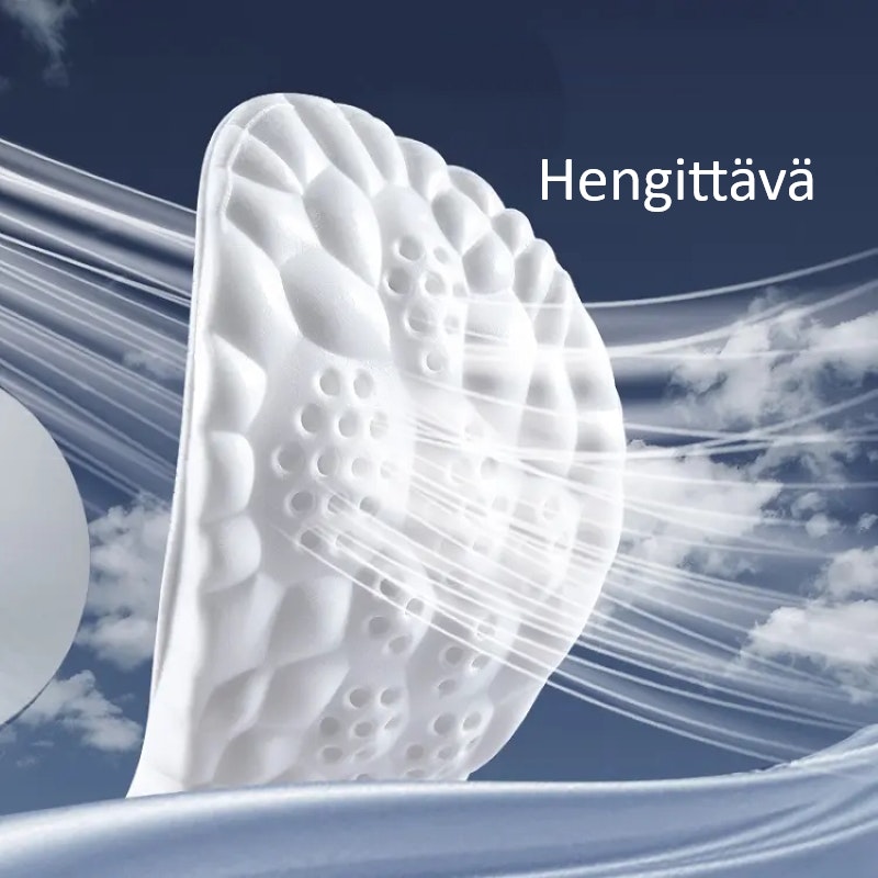 Puolipohjalliset muistivaahto, iskunvaimennus, hengittävä