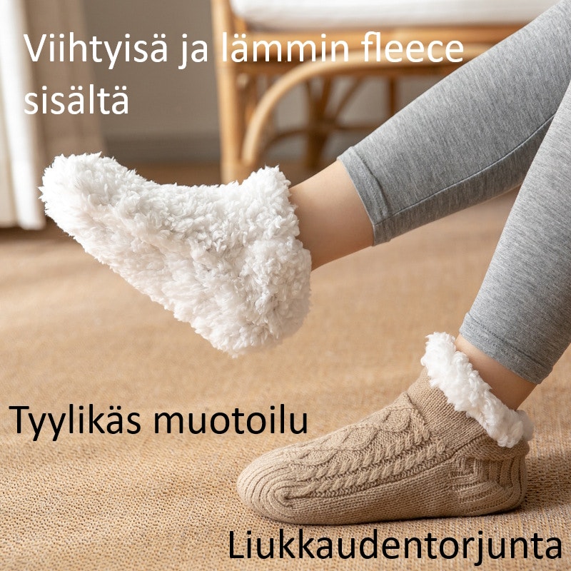 Lämpimät, liukastumista estävät neuletossut - BEIGE