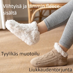 Lämpimät, liukastumista estävät neuletossut - BEIGE