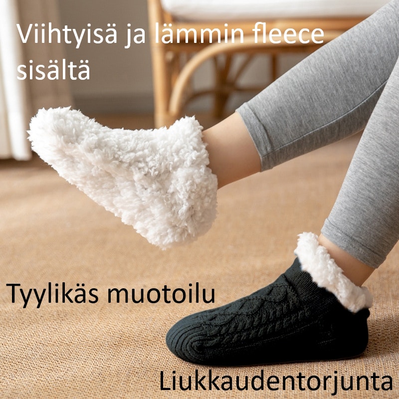 Lämpimät, liukastumista estävät neuletossut - MUSTA