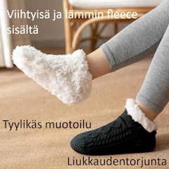 Lämpimät, liukastumista estävät neuletossut - MUSTA