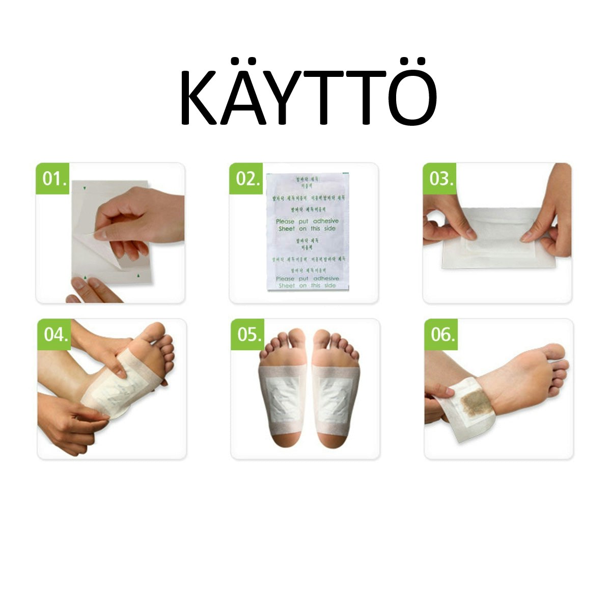 Detox-jalkalaastarit 10 kpl
