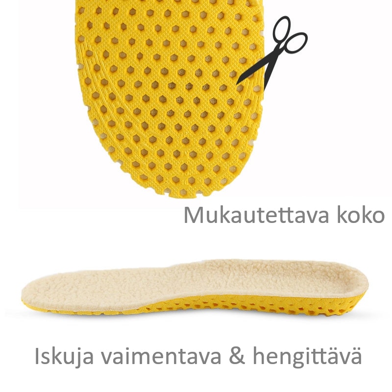 Kengänpohjalliset, lämpimät, iskuja vaimentavat, synteettinen villaa