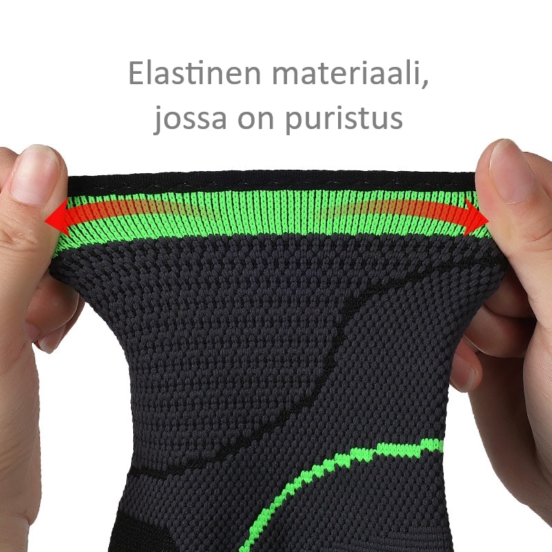 Nilkkatuki kompressio- ja kiristyshihnalla MUSTA / VIHREÄ