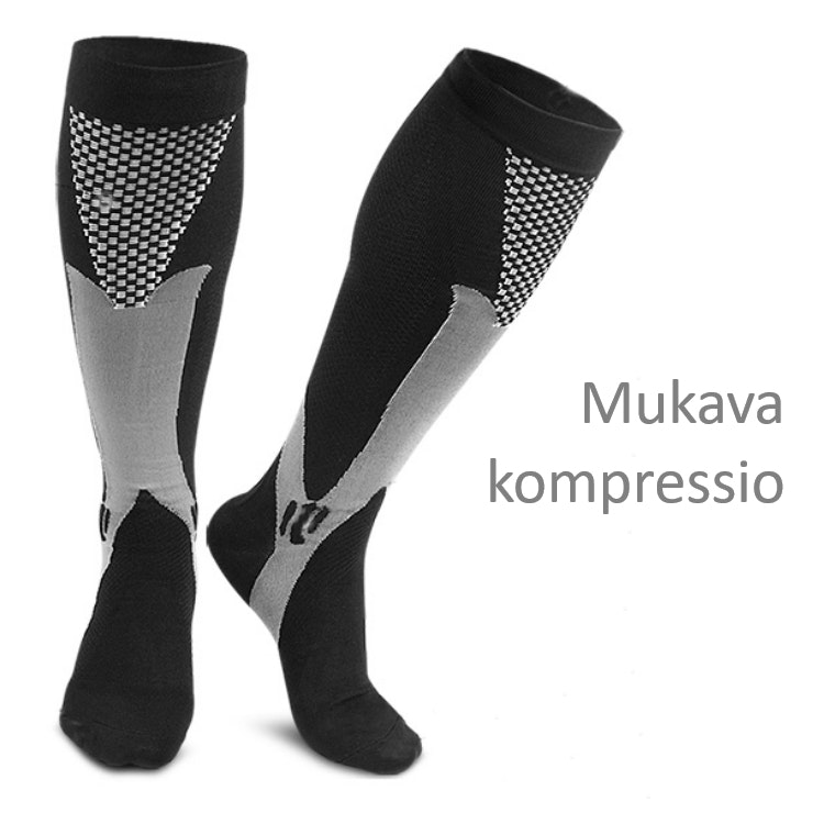 Tukisukat Sport, luokka 1, 15-21mmHg, MUSTA