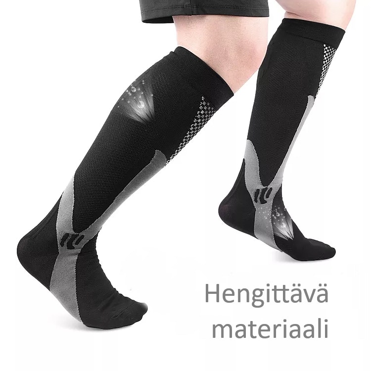 Tukisukat Sport, luokka 1, 15-21mmHg, MUSTA