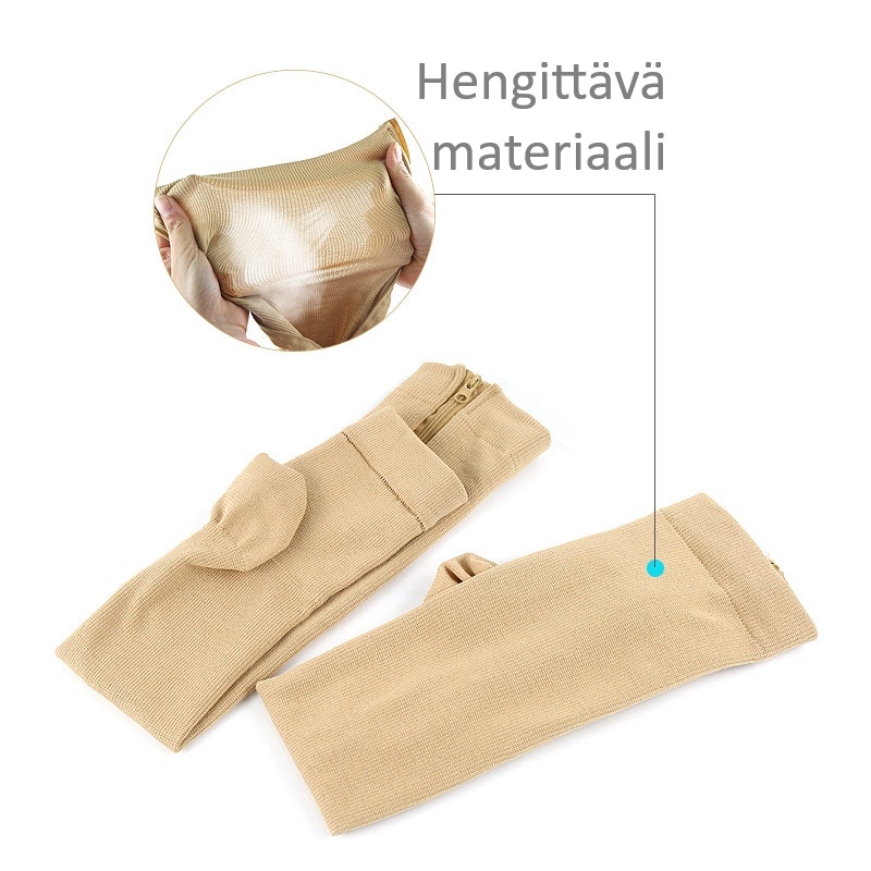 Tukisukat, avoin kärki, vetoketju, luokka 2, 23-32mmHg BEIGE