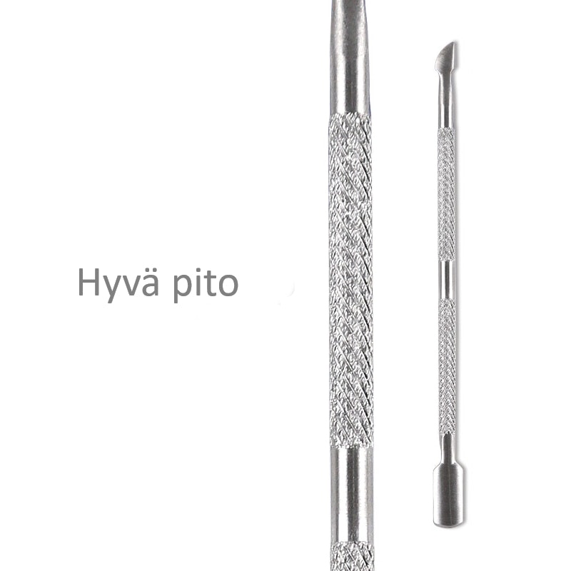 Kaksipuolinen kynsityökalu, puhdistus- ja kynsinauhojen työntäjä, ruostumatonta terästä.