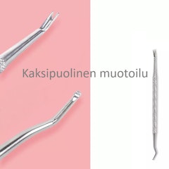 Kaksipuolinen kynsityökalu, kynsinauhaveitsi & kynsien puhdistusaine, ruostumatonta terästä.