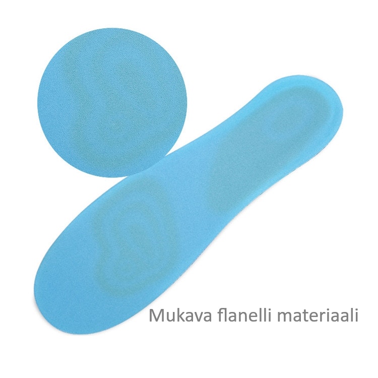 Pohjalliset, erittäin joustava, iskunvaimennus kantapäässä ja etujalassa, geeliä
