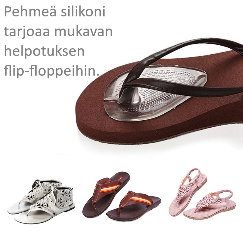 Päkiäpohjalliset, flip-floppi itseliimautuva silikoni 2kpl