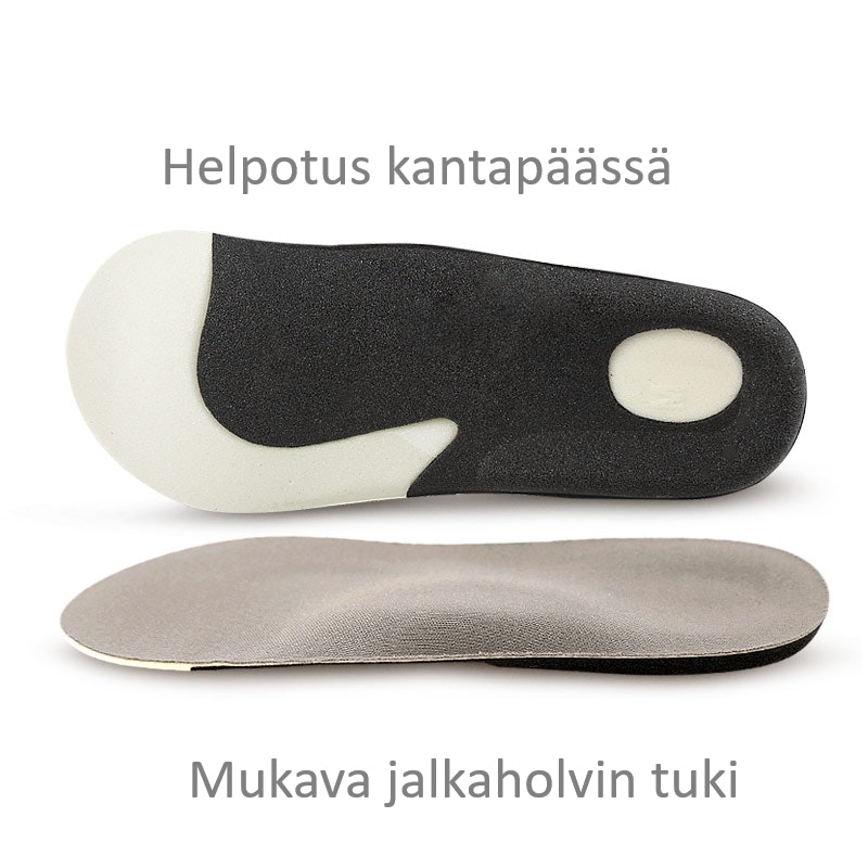 Puolipohjalliset muistivaahto, jalkaholvituki, kantapään kannattelu