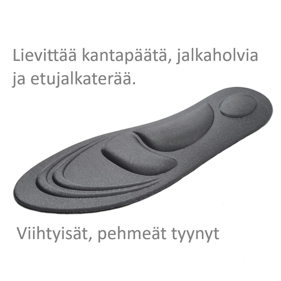 Pohjalliset, iskunvaimennus kantapäässä ja etujalkaterässä, kaarituki, HARMAA