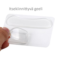 Kantapään insertit, itsekiinnittyvä geelityyny, läpinäkyvä 1 pari