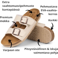 Biosandaalit nainen jalkarikas korkkipohja, LUONNONVALKOINEN