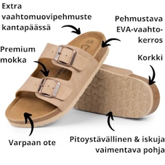 Biosandaalit nainen jalkarikas korkkipohja, BEIGE