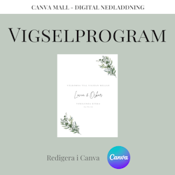 Bröllop - Vigselprogram Blomma (Canva Mall)