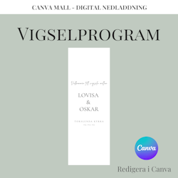 Bröllop - Vigselprogram Stående (Canva Mall)