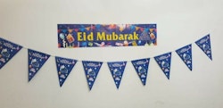 Eid Mubarak Banner Blå