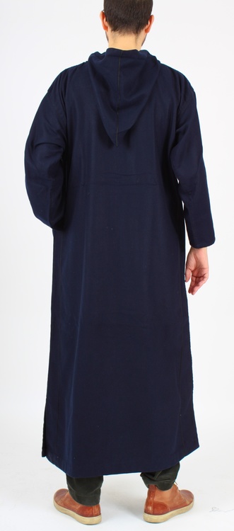 Marockansk Fleece Jalaba | Mörkblå