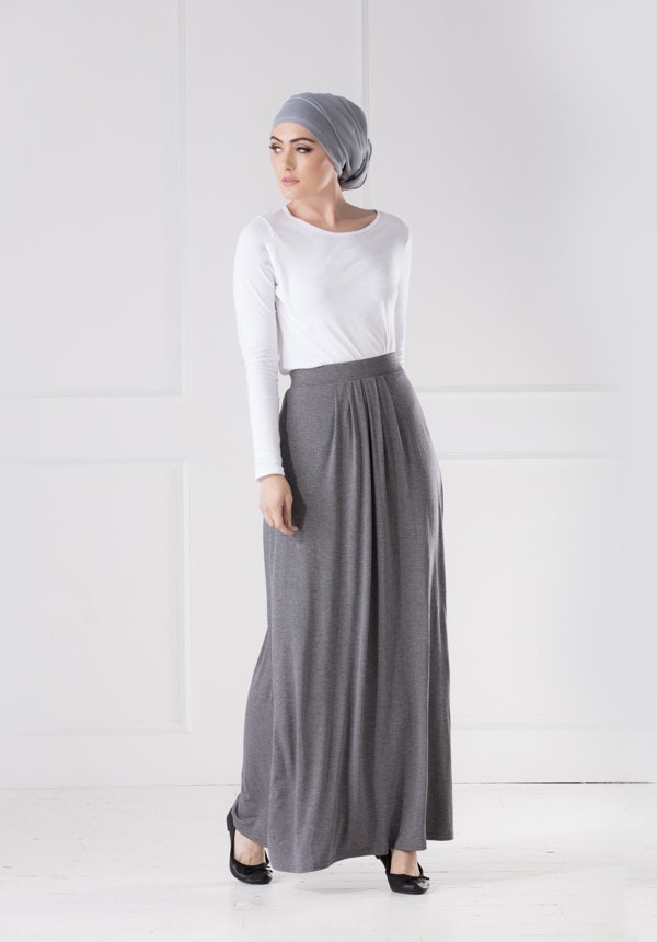 Jersey kjol grå - TAHARA