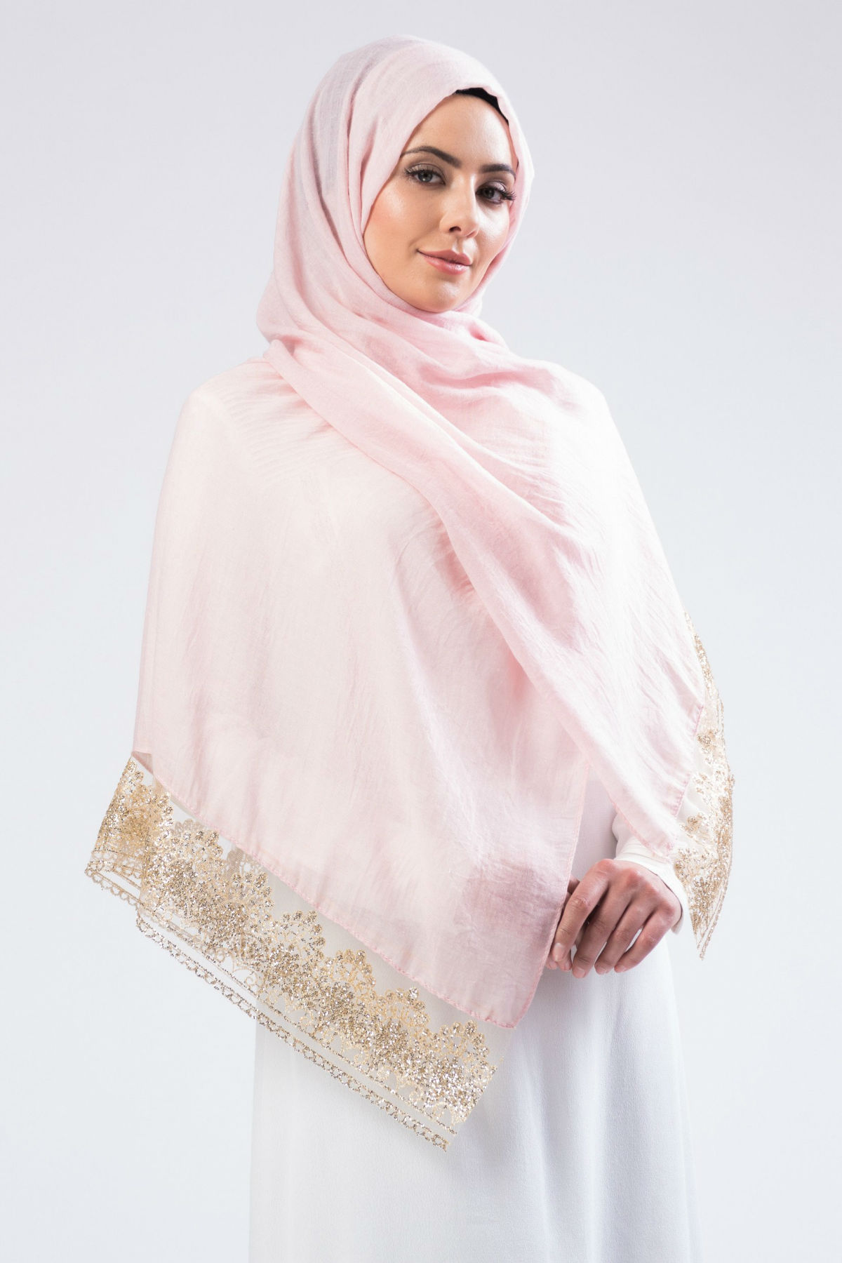 Marwa Glitter Sjal Rosa