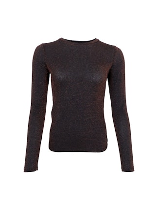 Black Color Faye Lurex Top Svart/Kaffe