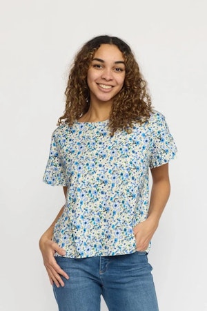 2-Biz - Tulia Top Blue Flower