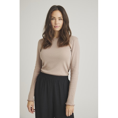 Luxzuz - Pointelle T-Shirt Beige