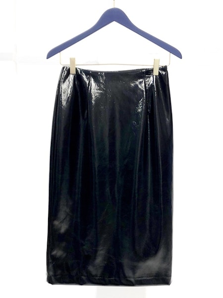 Neon Faux Leather Skirt - Black