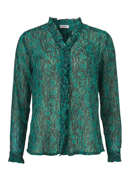 Sidsel Print Shirt - Emerald Snake