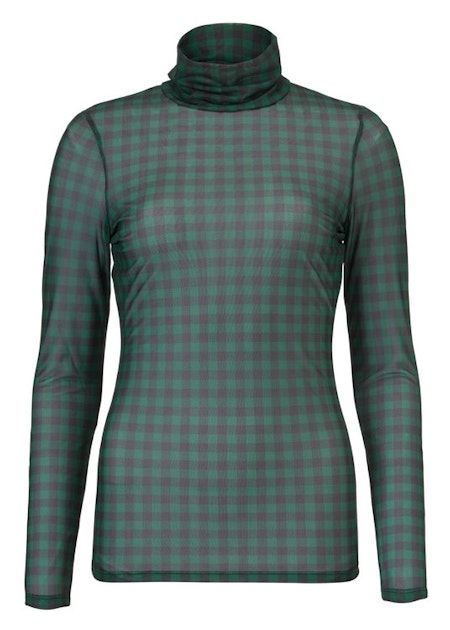 Siona Print Top - Dark Green Check