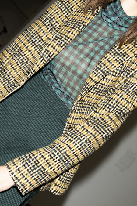 Siona Print Top - Dark Green Check