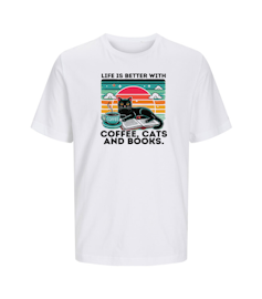T-shirt  Unisex - Life is better with coffe cats and books