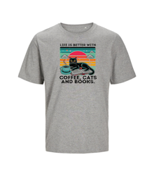 T-shirt  Unisex - Life is better with coffe cats and books