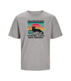 T-shirt  Unisex - Life is better with coffe cats and books